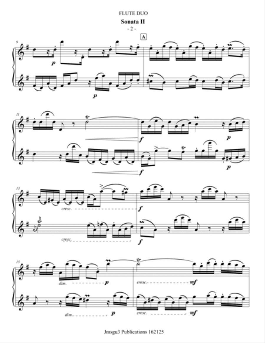 Handel: Sonata No. 2 for Flute Duo Flute Duet scores gallery preview page 2