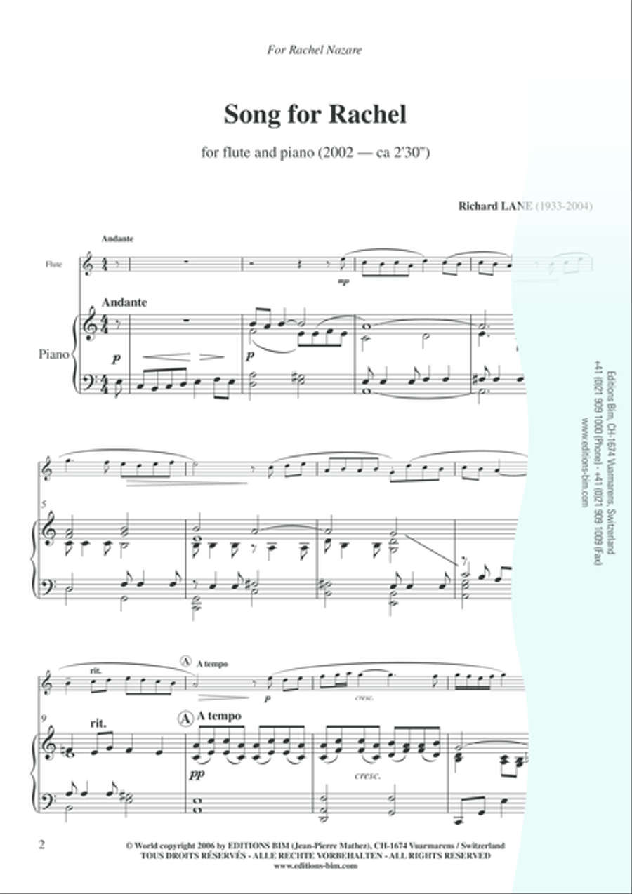 Song for Rachel Song for Rachel Flute Solo scores gallery preview page 2