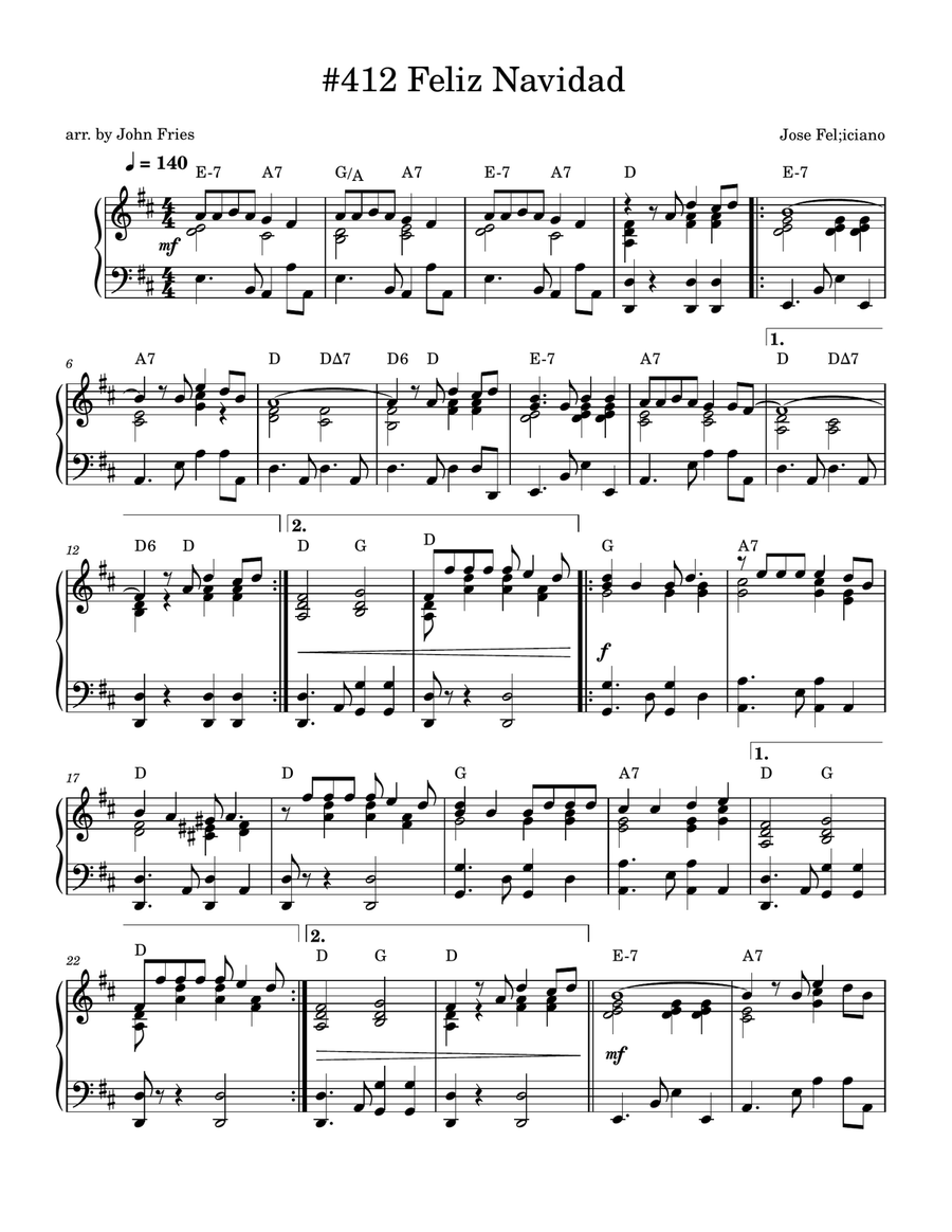 Feliz Navidad Piano Solo scores gallery preview page 1
