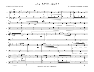 Book cover for Allegro In B Flat Major, K. 3