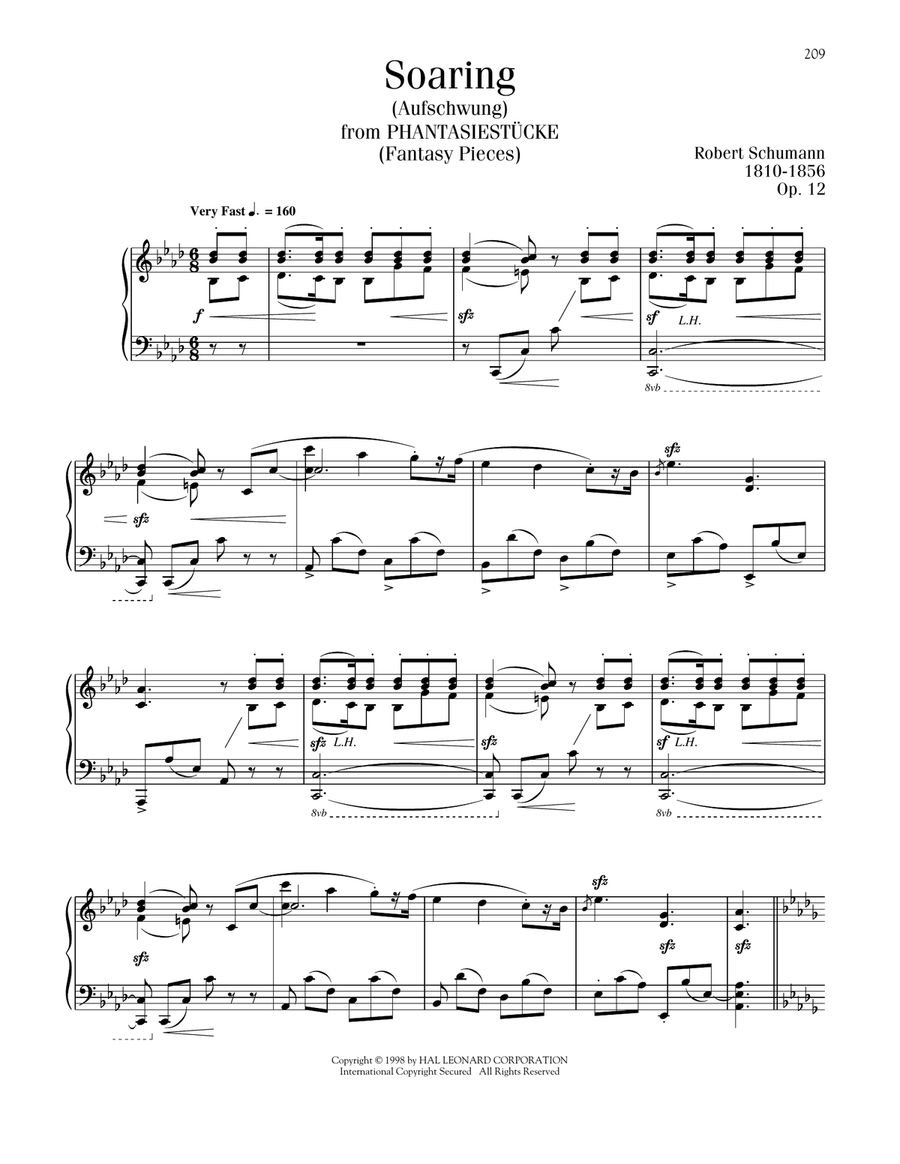 Soaring (Aufschwung), Op. 12, No. 2 Piano Solo scores gallery preview page 1