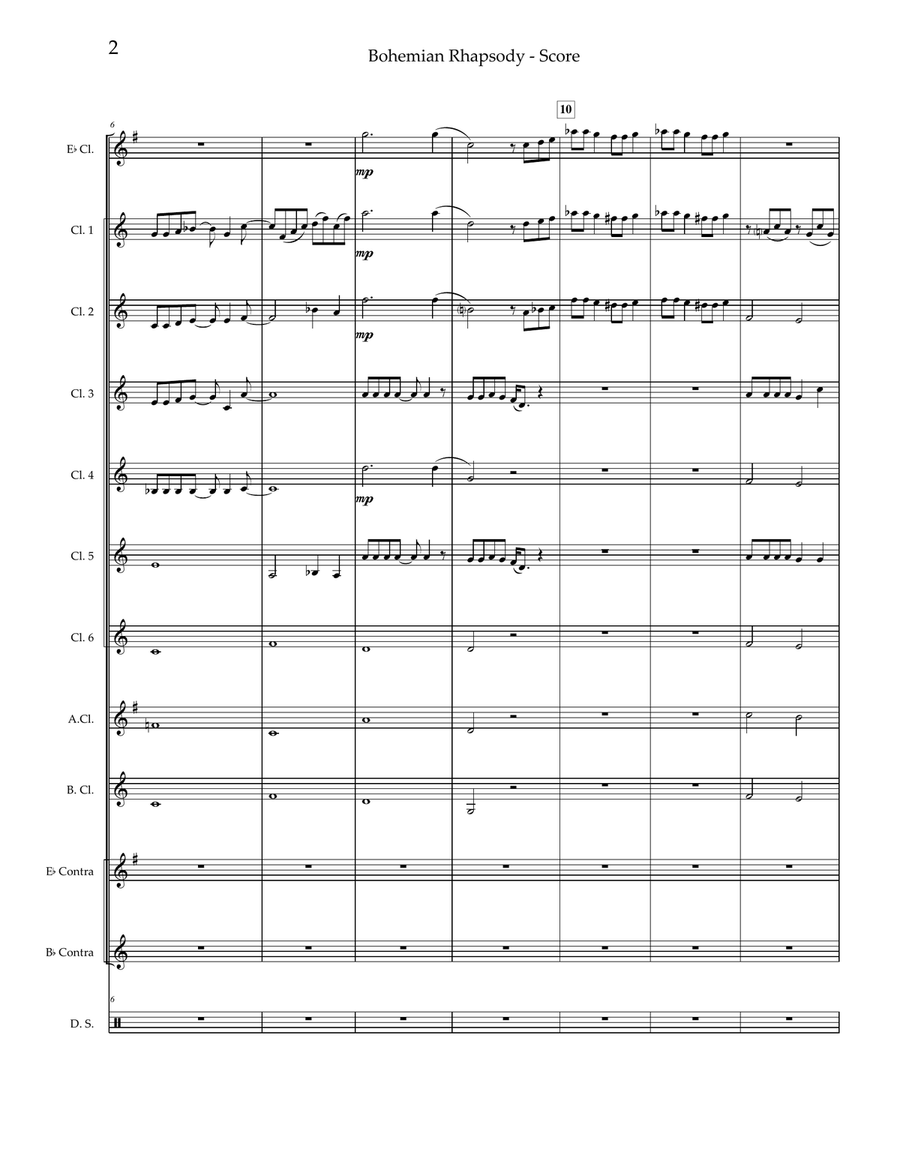Bohemian Rhapsody Clarinet Choir scores gallery preview page 3