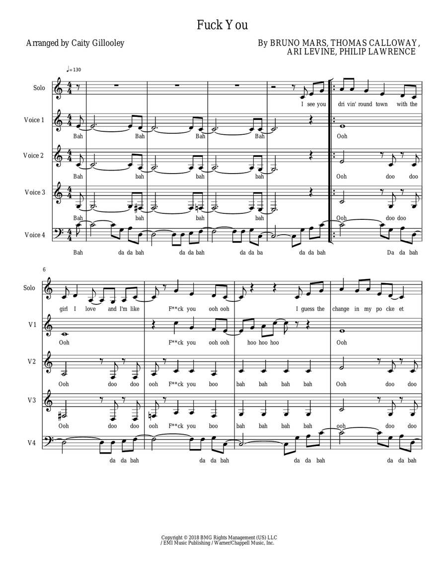 Fuck You 4-Part scores gallery preview page 1