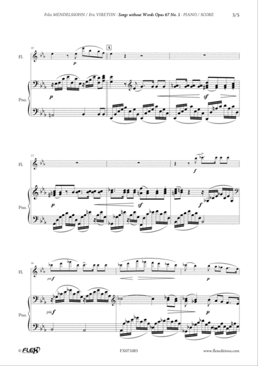 Songs without Words Opus 67 No. 1 Flute Solo scores gallery preview page 3