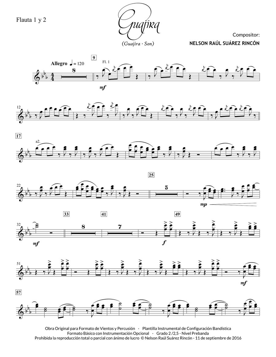 GUAJIRA (parts) Concert Band scores gallery preview page 1