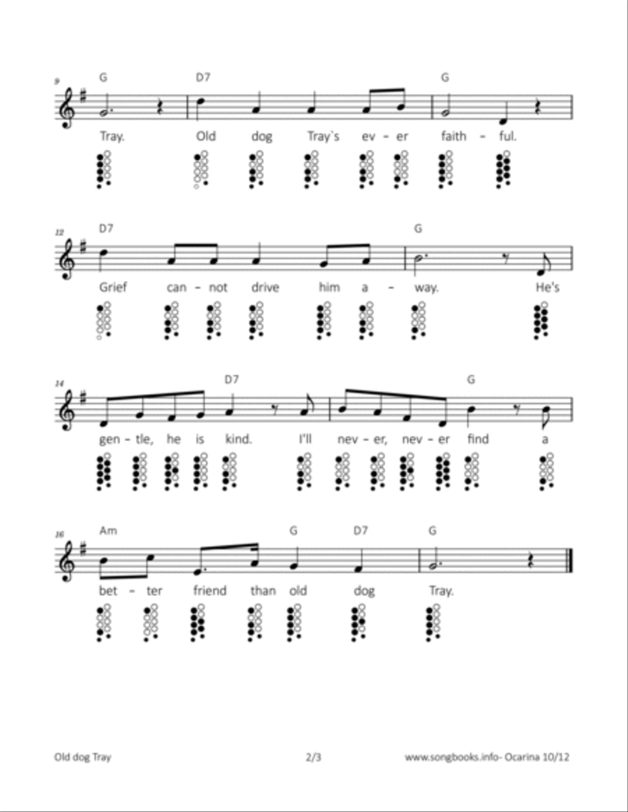Old dog Tray ocarina scores gallery preview page 2