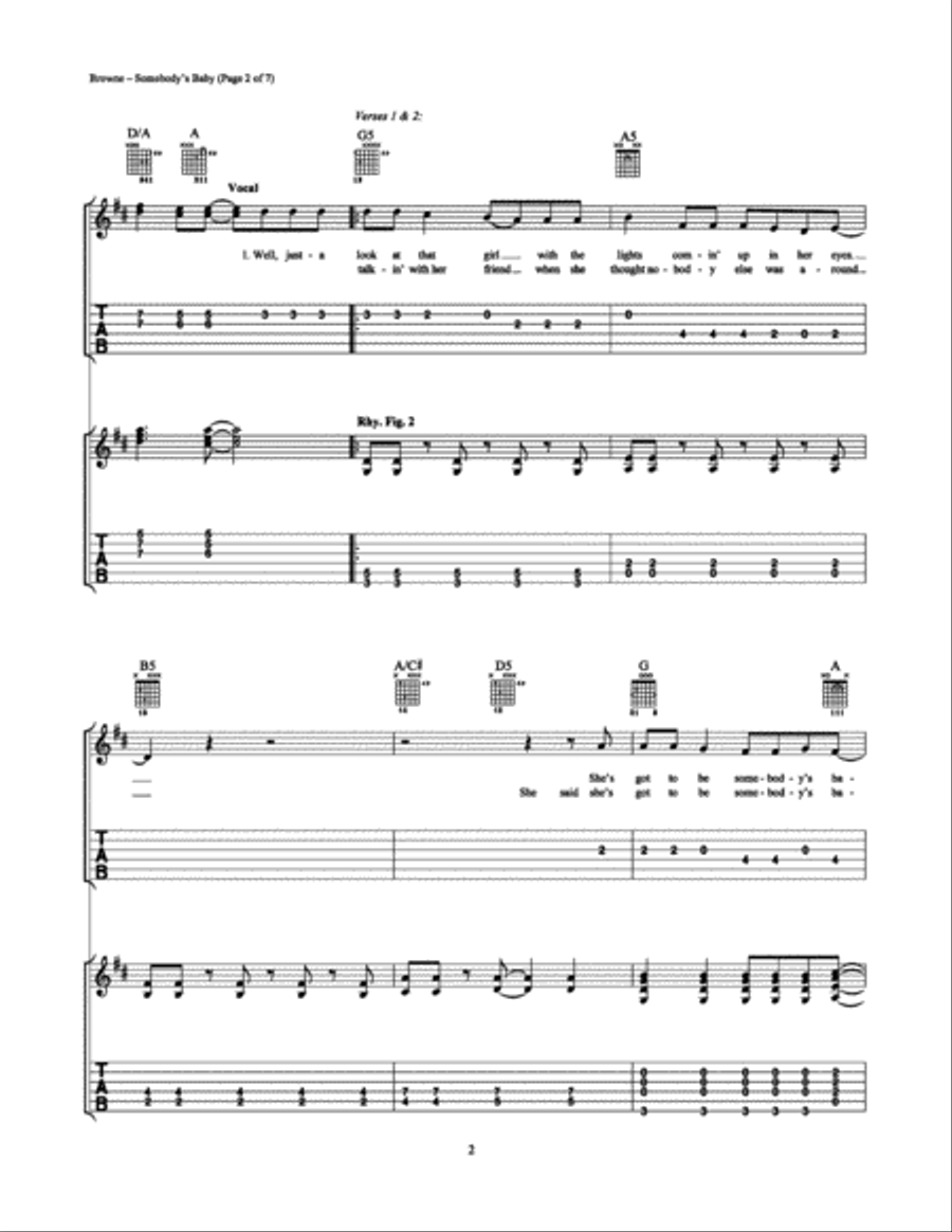 Somebody's Baby Easy Guitar scores gallery preview page 2