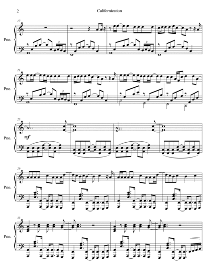 Californication Piano Solo scores gallery preview page 3
