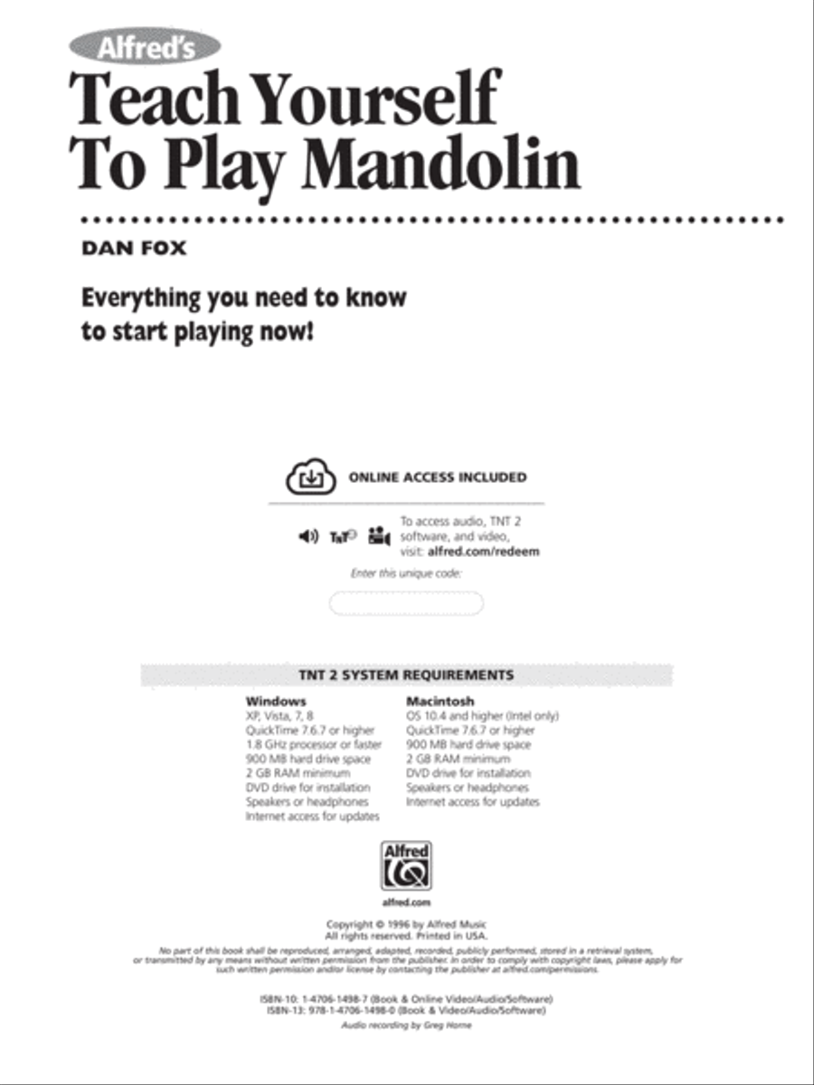 Alfred's Teach Yourself to Play Mandolin image number null