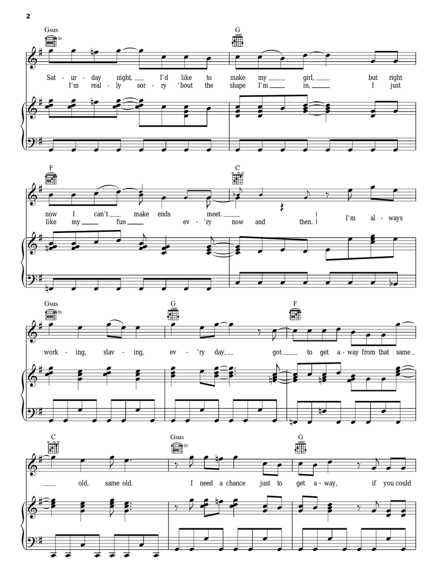 Nothin' But A Good Time Piano, Vocal, Guitar scores gallery preview page 2