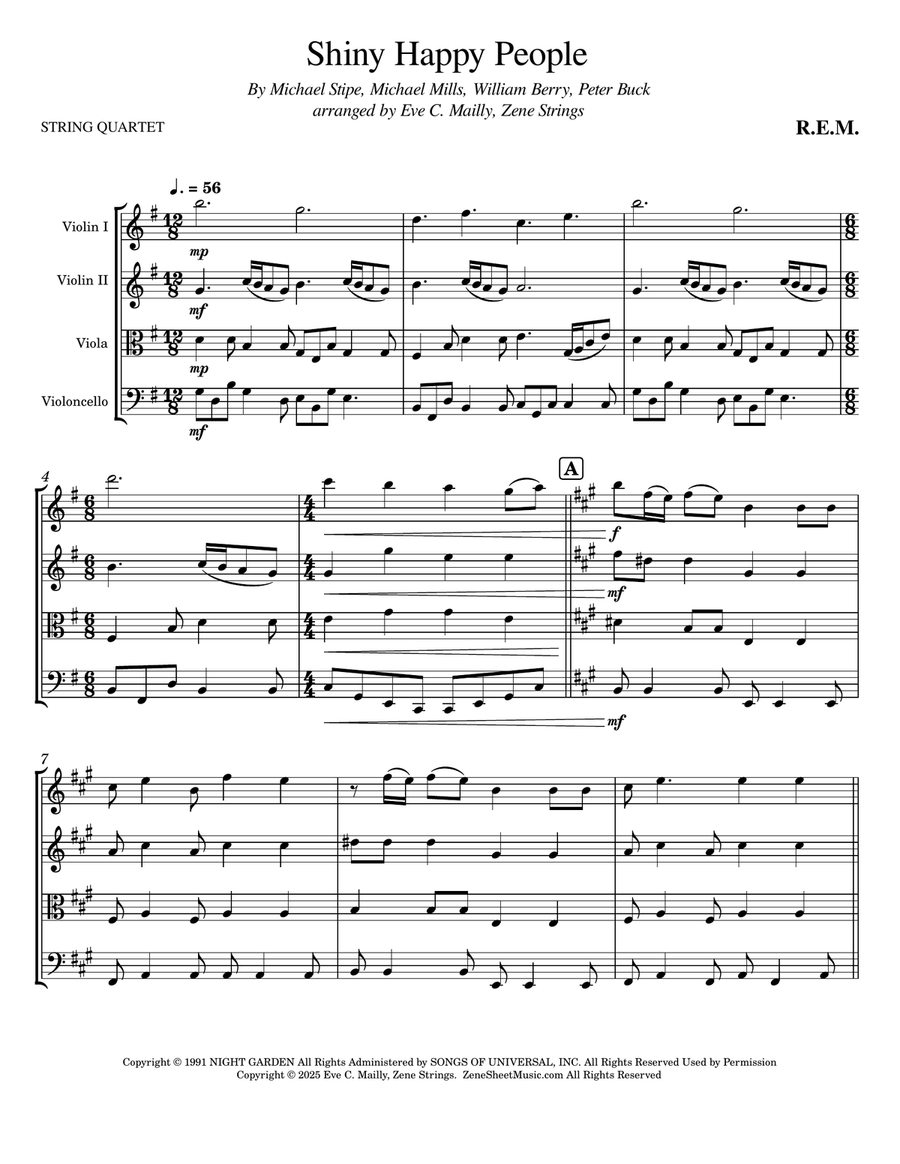 Shiny Happy People Shiny Happy People String Quartet scores gallery preview page 1