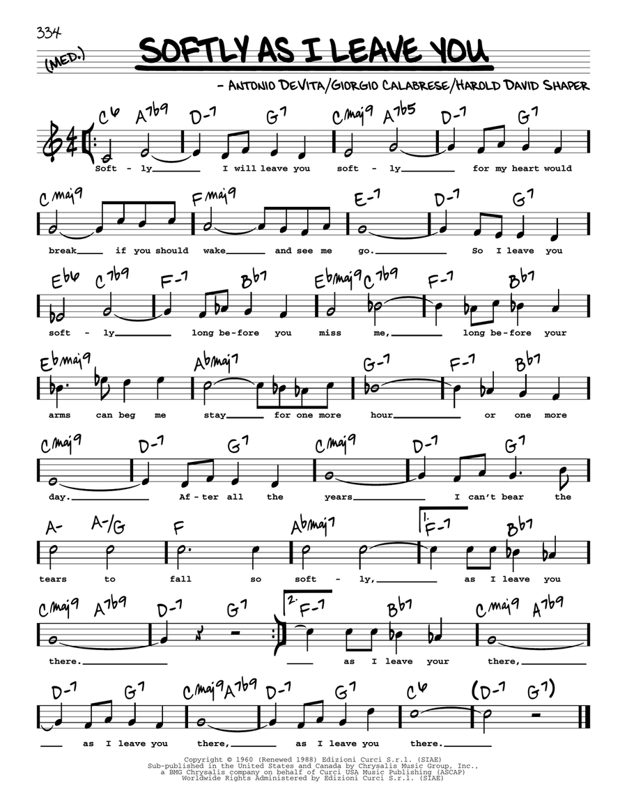 Softly As I Leave You (High Voice) High Voice scores gallery preview page 1
