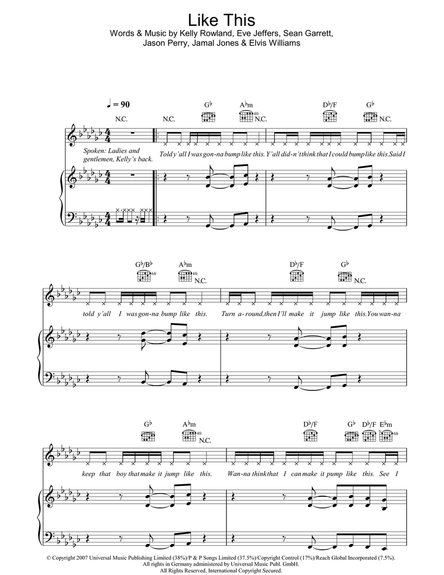 Like This Like This Piano, Vocal, Guitar scores gallery preview page 1