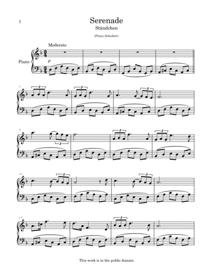 Schubert's Serenade (Standchen) arranged for easy piano image number null
