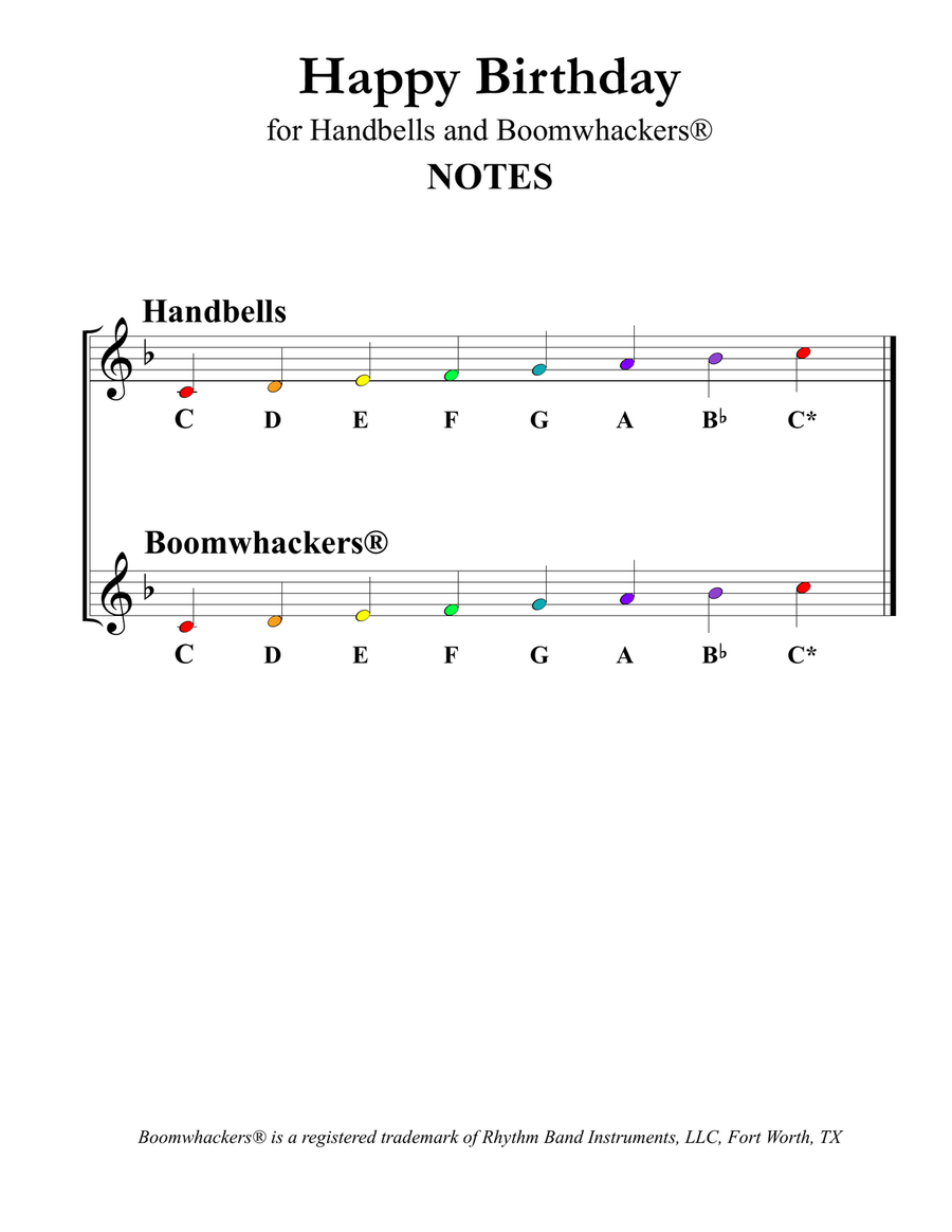 Happy Birthday for 13-note Bells and Boomwhackers Handbell Choir scores gallery preview page 4