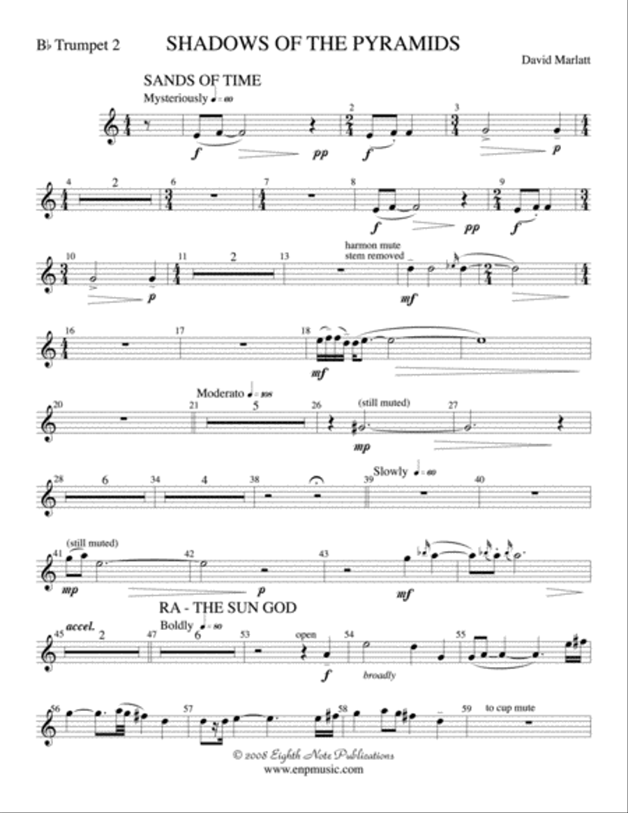Shadows of the Pyramids: 2nd B-flat Trumpet Concert Band scores gallery preview page 1