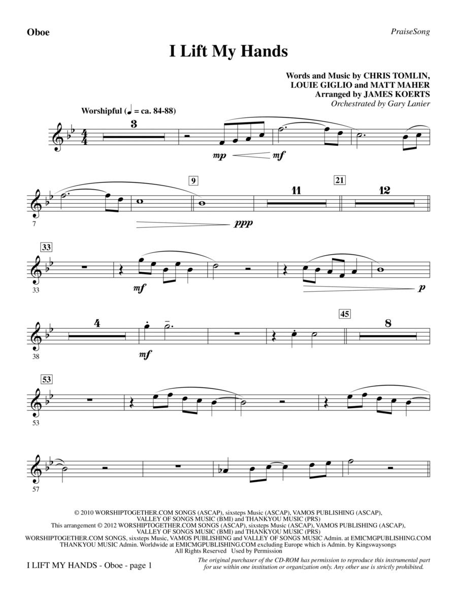 I Lift My Hands - Oboe Choir scores gallery preview page 1
