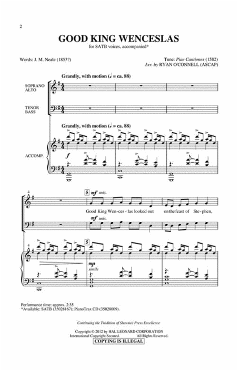 Good King Wenceslas Good King Wenceslas 4-Part scores gallery preview page 2