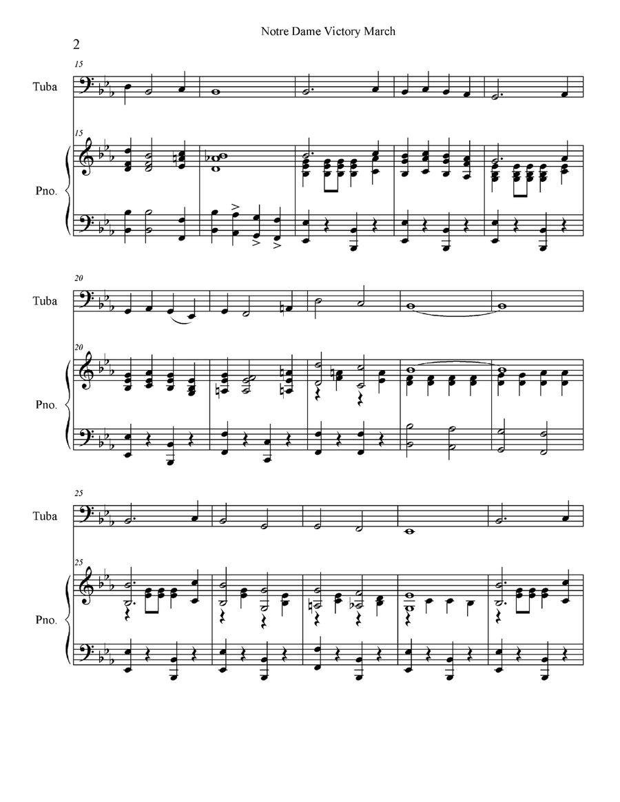 Notre Dame Victory March - Tuba Piano scores gallery preview page 4