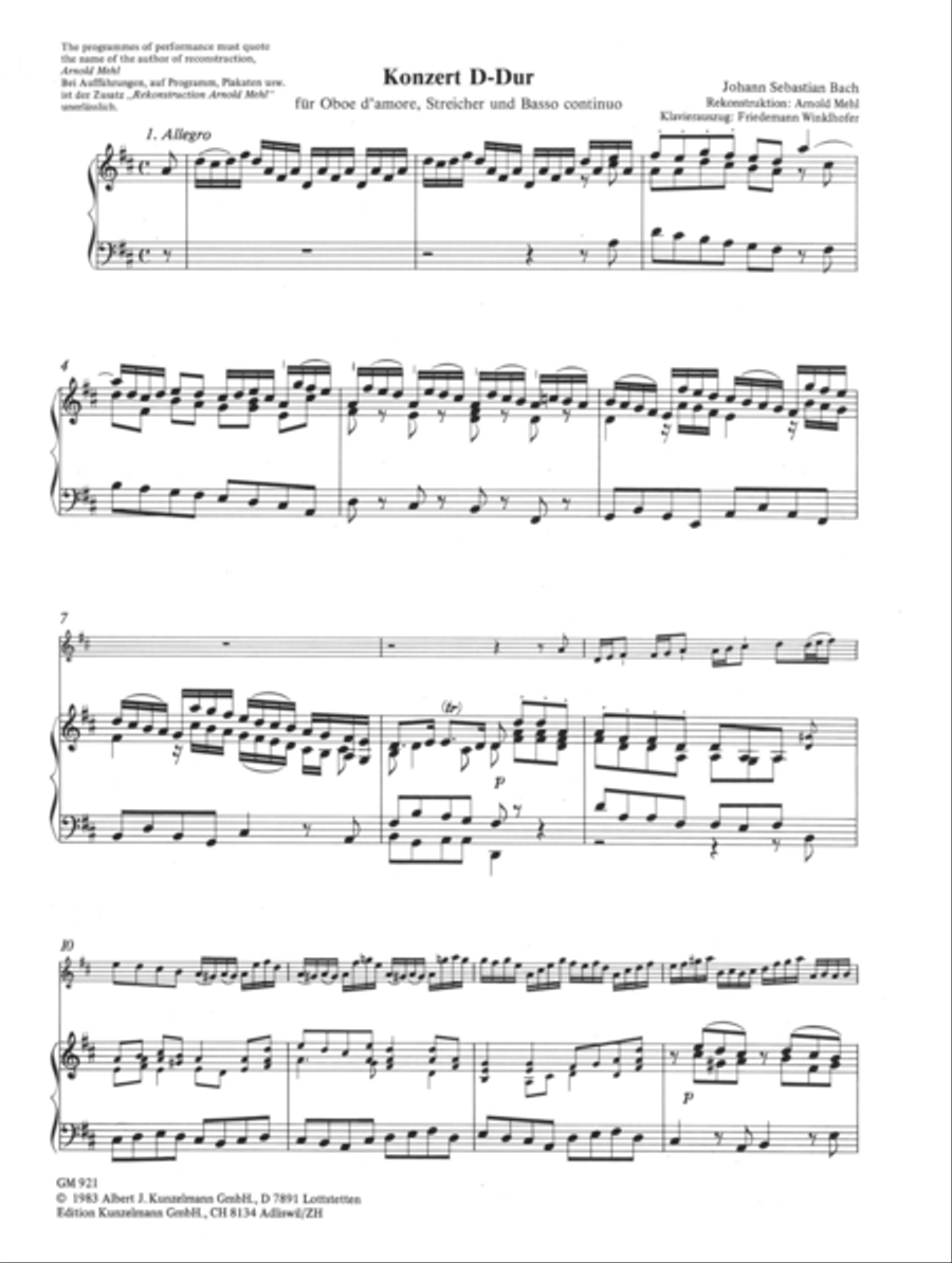 Concerto for oboe d'amore in D major Piano scores gallery preview page 2