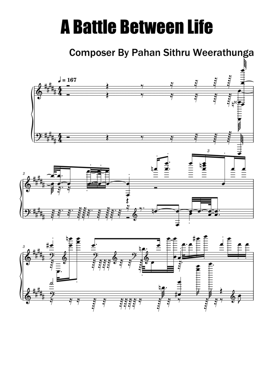 A Battle Between Life Easy Piano scores gallery preview page 1