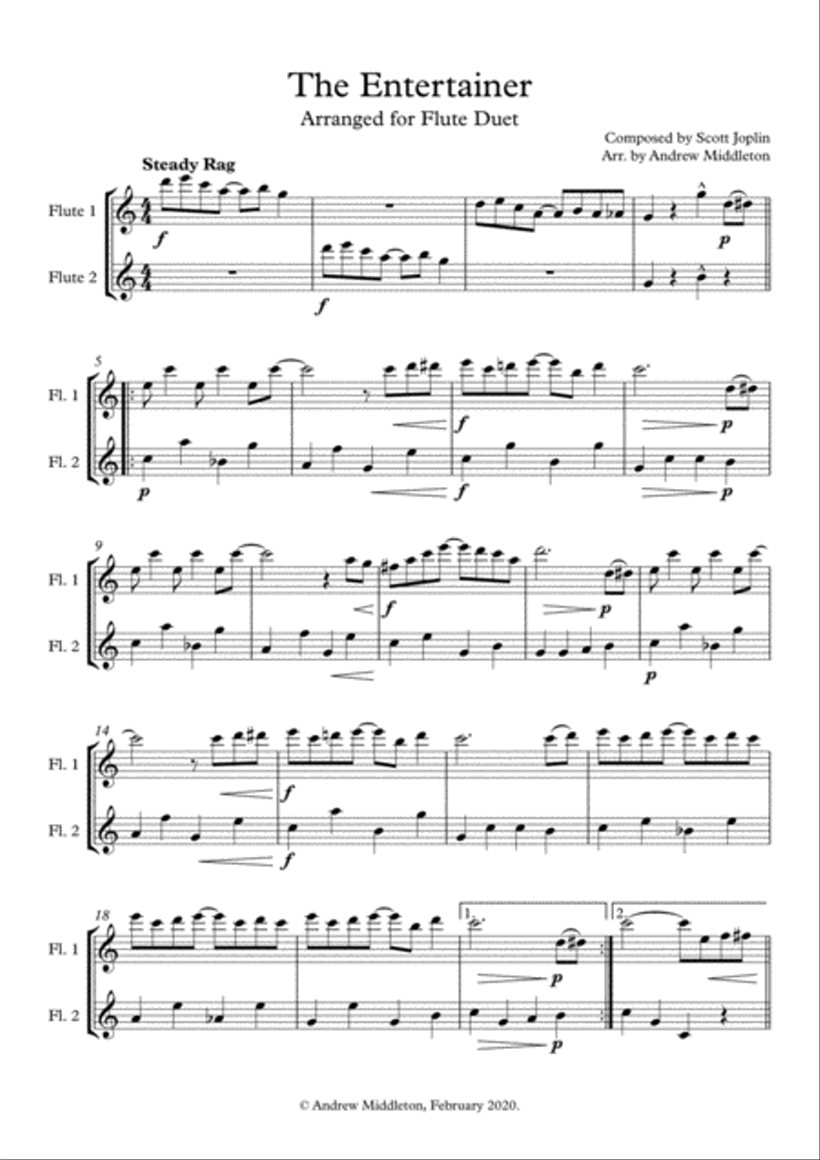 The Entertainer arranged for Flute Duet Flute Duet scores gallery preview page 3