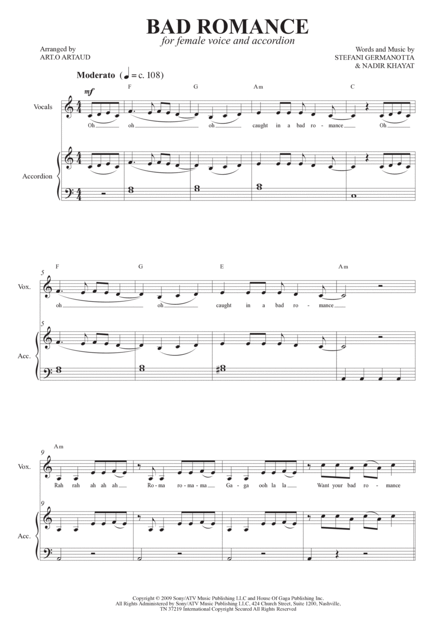 Bad Romance Bad Romance Easy Piano scores gallery preview page 1