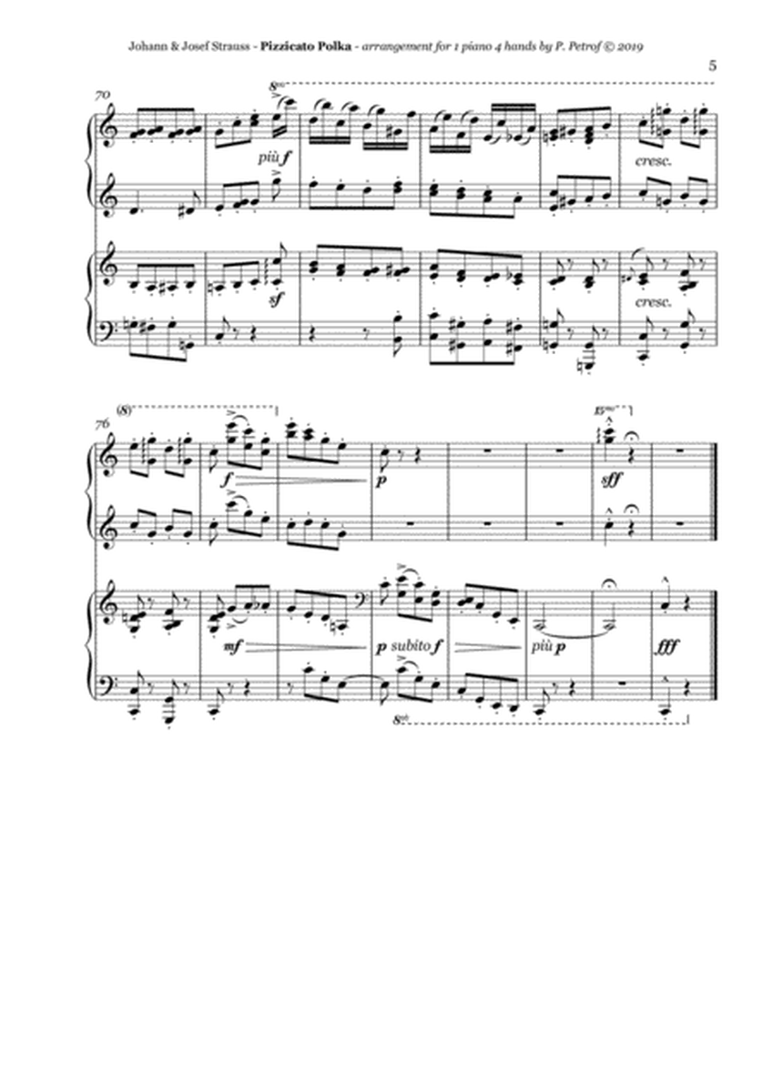 J. Straus - PIZZICATO POLKA - 1 piano 4 hands, score and parts image number null