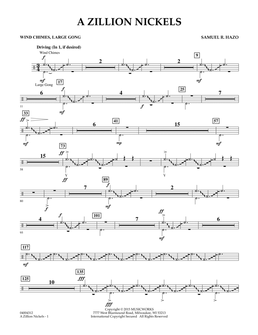 A Zillion Nickels - Wind Chimes, Large Gong School and Community scores gallery preview page 1