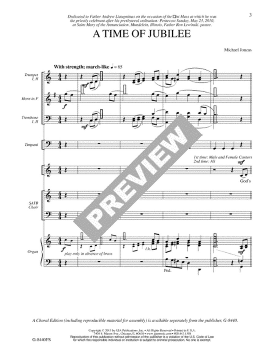 A Time of Jubilee - Full Score and Parts