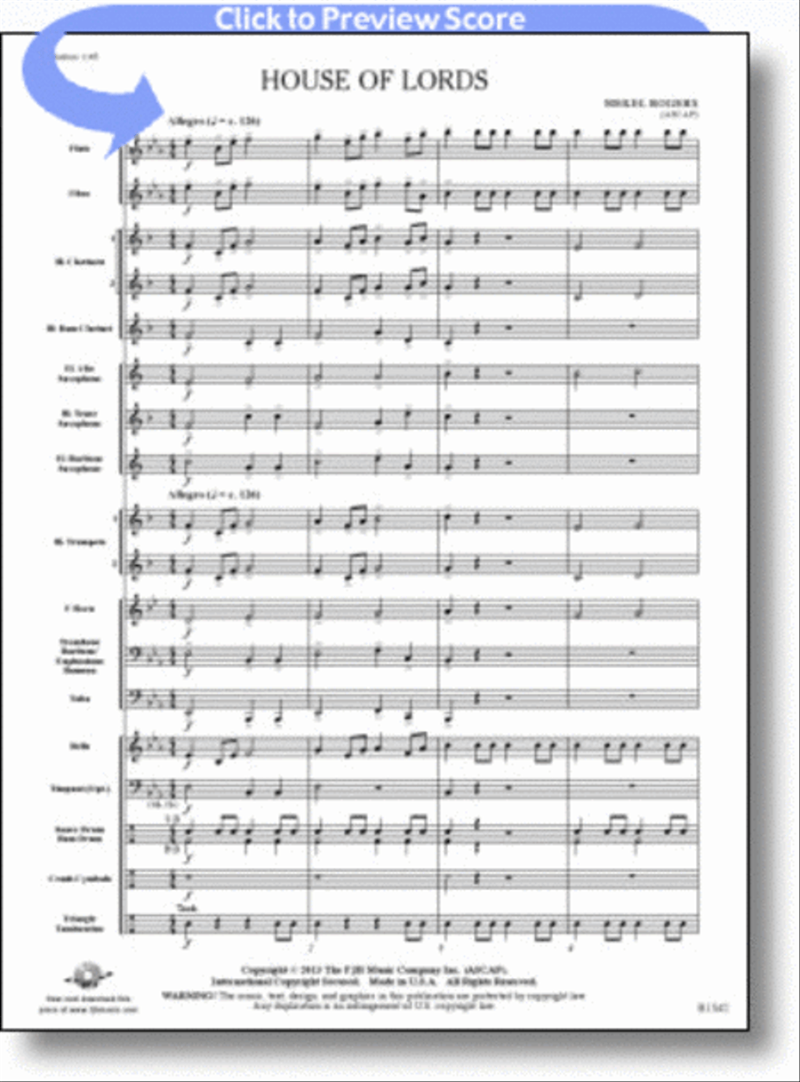 House of Lords Concert Band scores gallery preview page 1