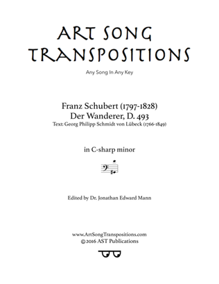 Book cover for SCHUBERT: Der Wanderer, D. 493 (transposed to C-sharp minor, bass clef)
