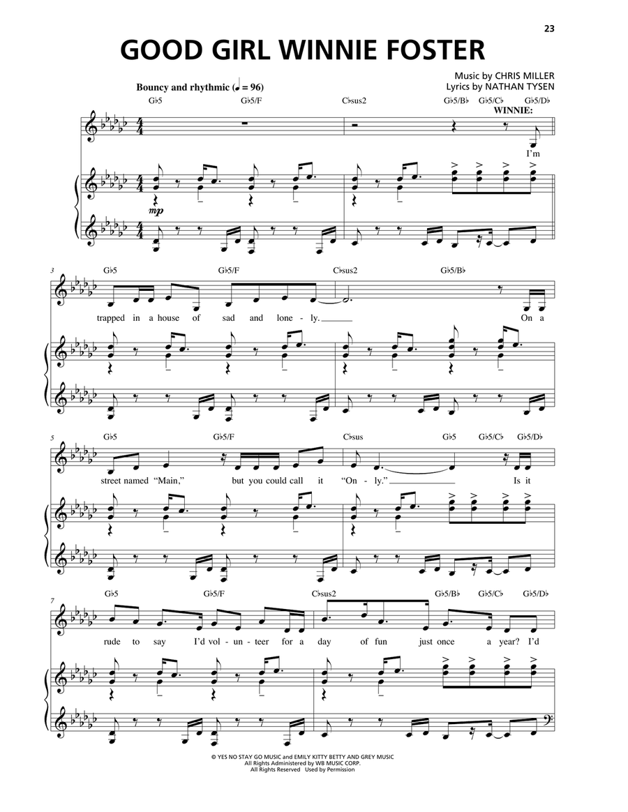 Good Girl Winnie Foster Piano, Vocal scores gallery preview page 1