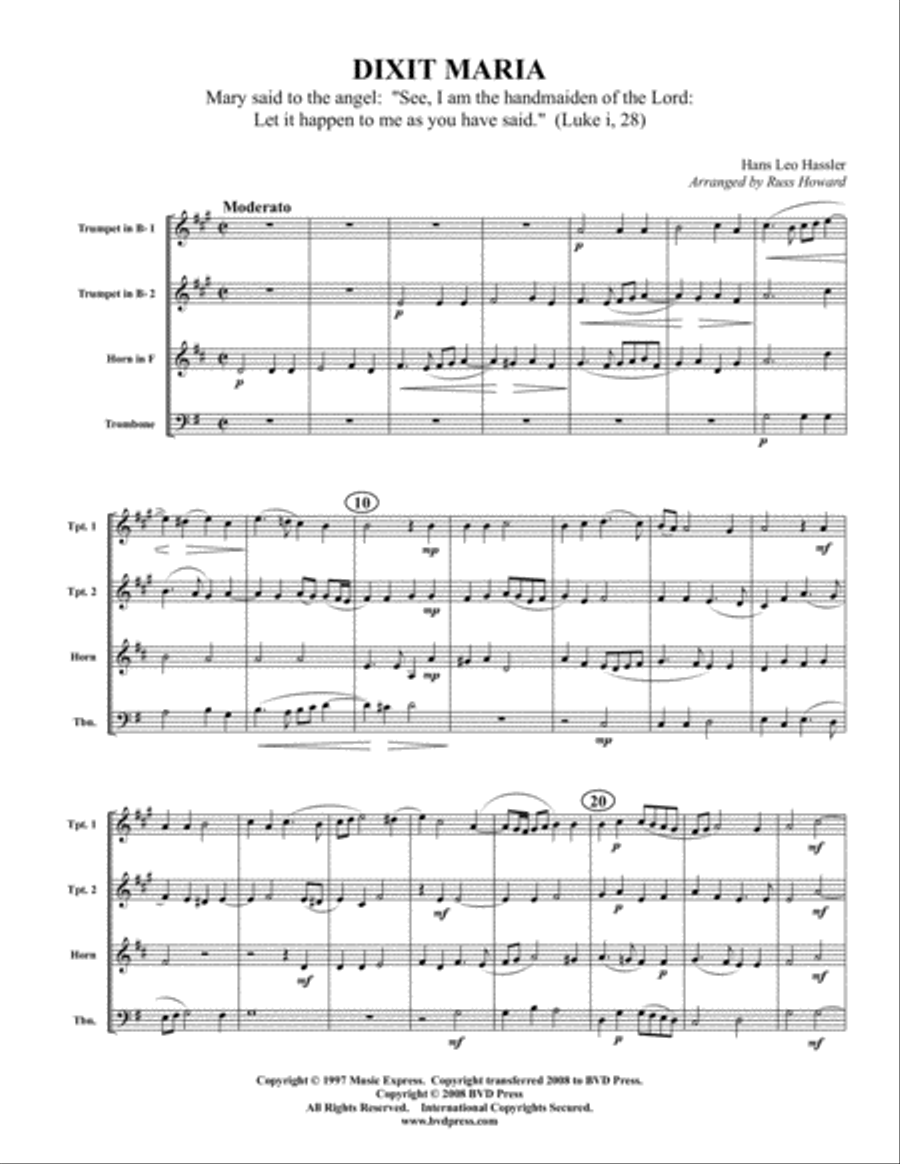 Dixit Maria Brass Quartet scores gallery preview page 1