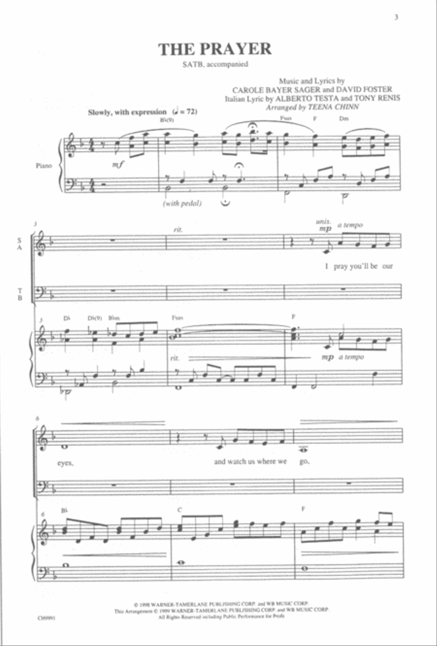 The Prayer (from Quest for Camelot) 4-Part scores gallery preview page 2