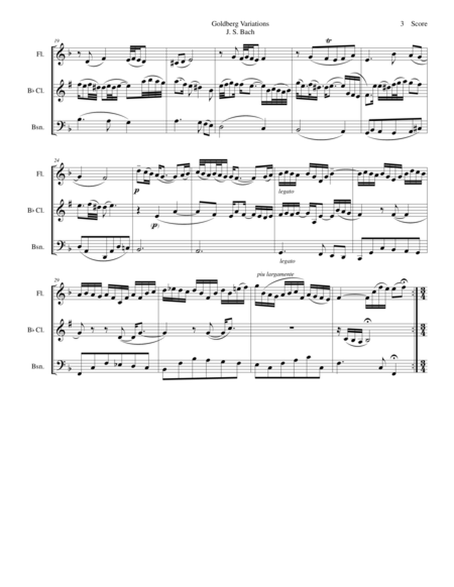 J. S. Bach Goldberg Variations set for flute, clarinet, and bassoon - SCORE