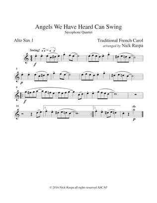Angels We Have Heard Can Swing (easy sax quartet AATB) Alto Sax 1 part