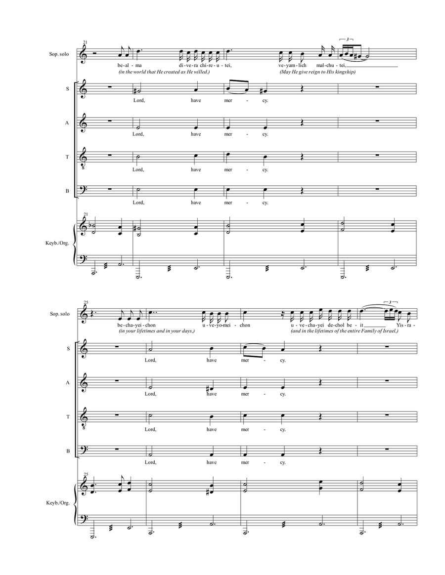Mourner's Kaddish 4-Part scores gallery preview page 2