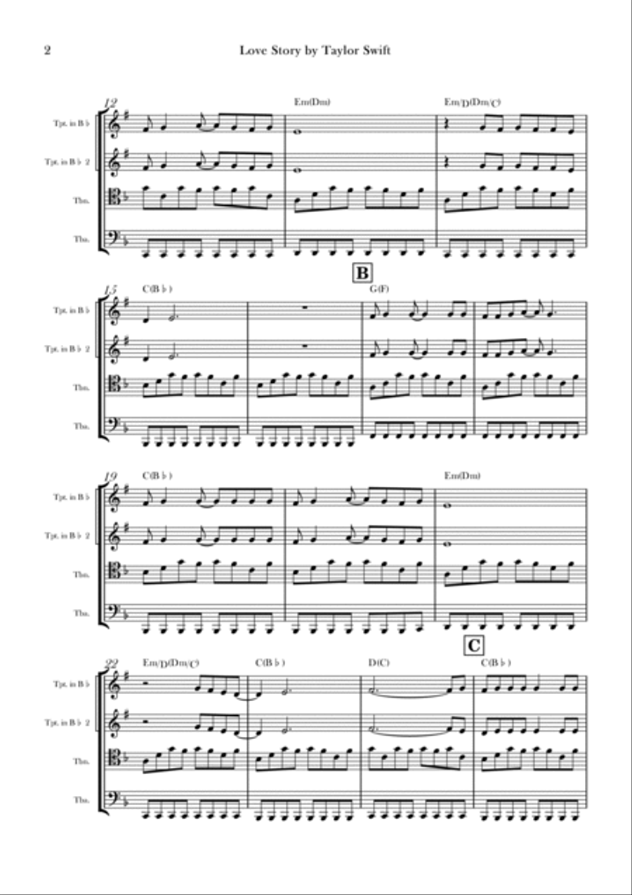 Love Story Brass Quartet scores gallery preview page 2