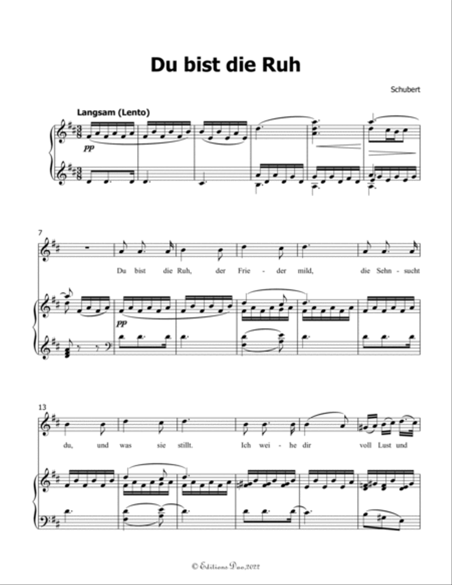 Du bist die Ruh, by Schubert, in D Major Voice scores gallery preview page 3