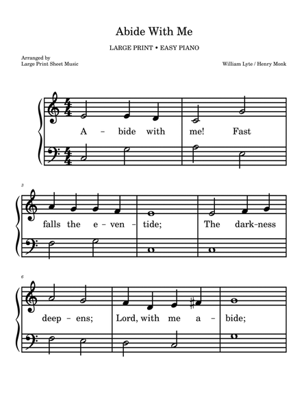 Abide With Me • LARGE PRINT HYMN • Easy Piano • image number null
