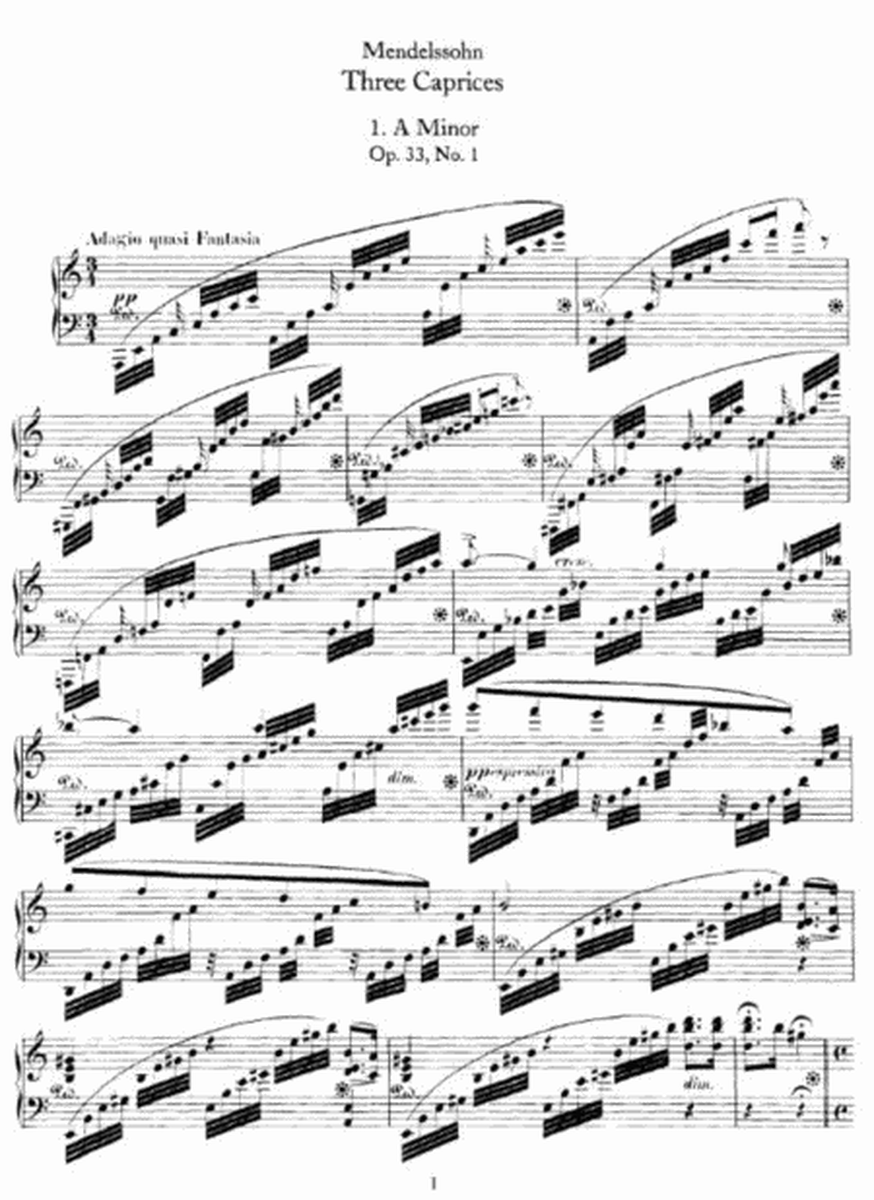 Mendelssohn - Three Caprices 1. A Minor Op. 33, No. 1