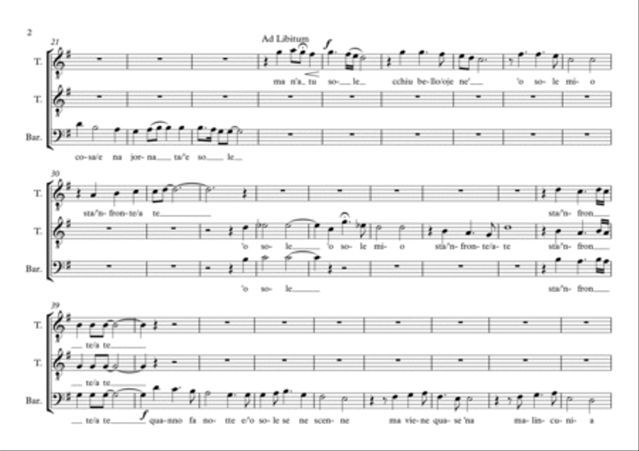 O Sole Mio TTBB scores gallery preview page 2