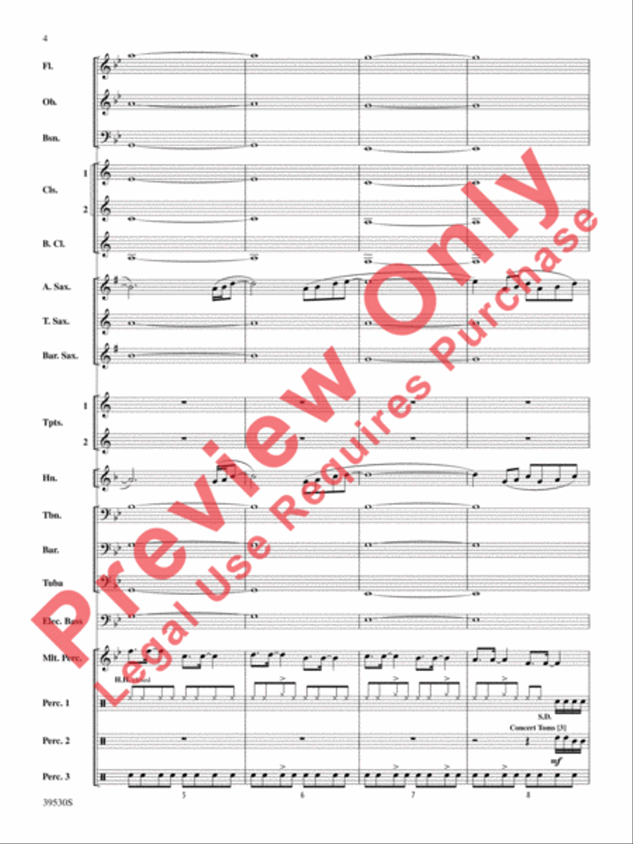 Teenage Dream / Super Bass Concert Band scores gallery preview page 5
