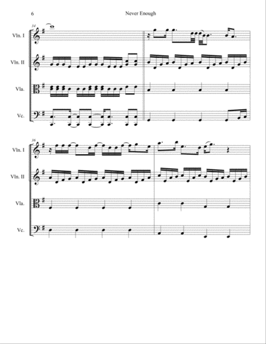 Never Enough String Quartet scores gallery preview page 6