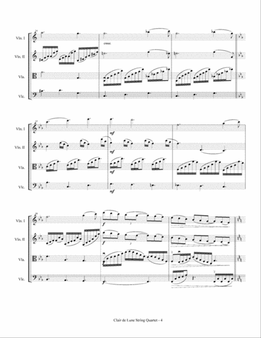 Clair de Lune (String Quartet) String Quartet scores gallery preview page 5