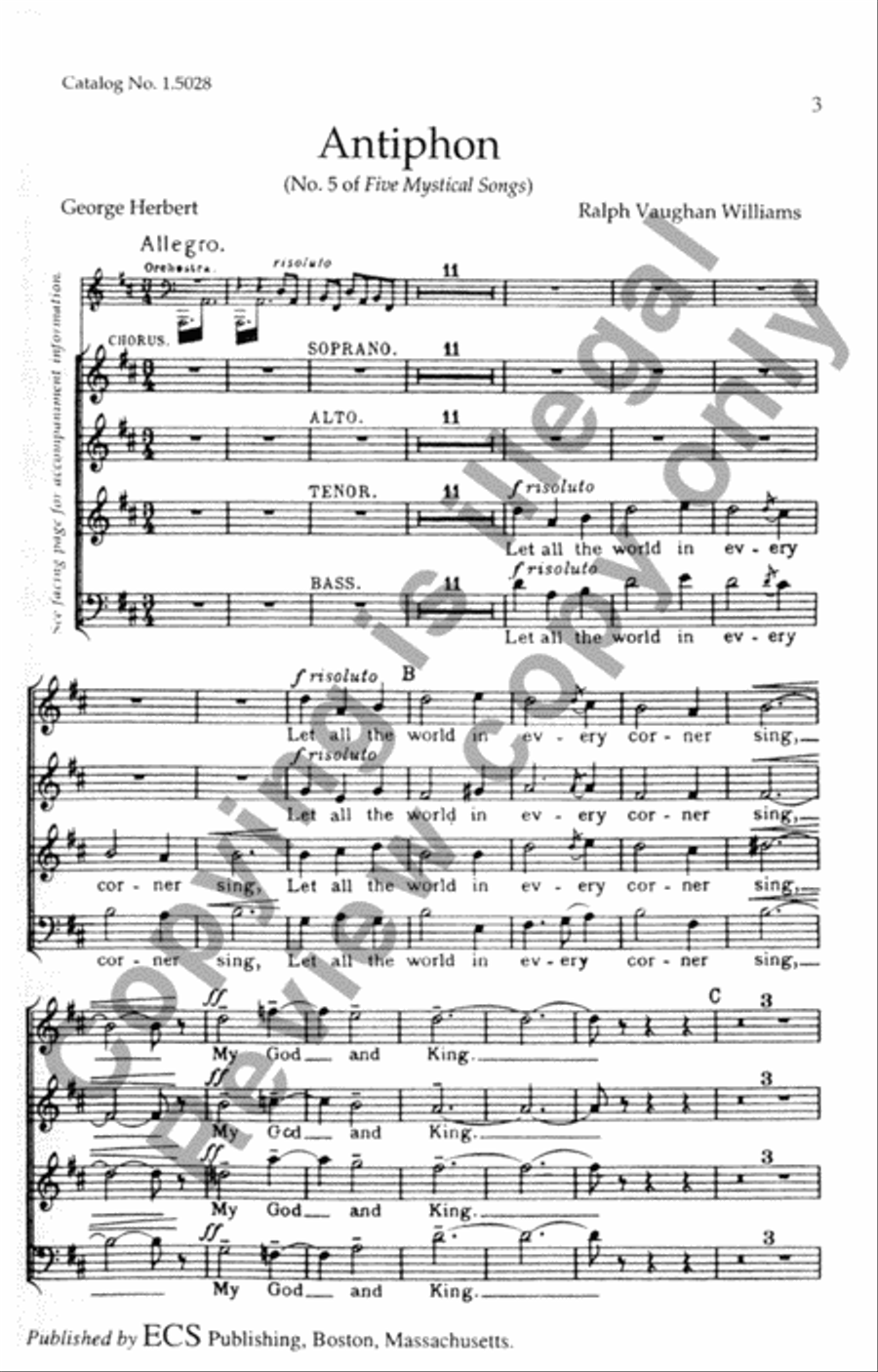 Five Mystical Songs: Antiphon (Choral Score)