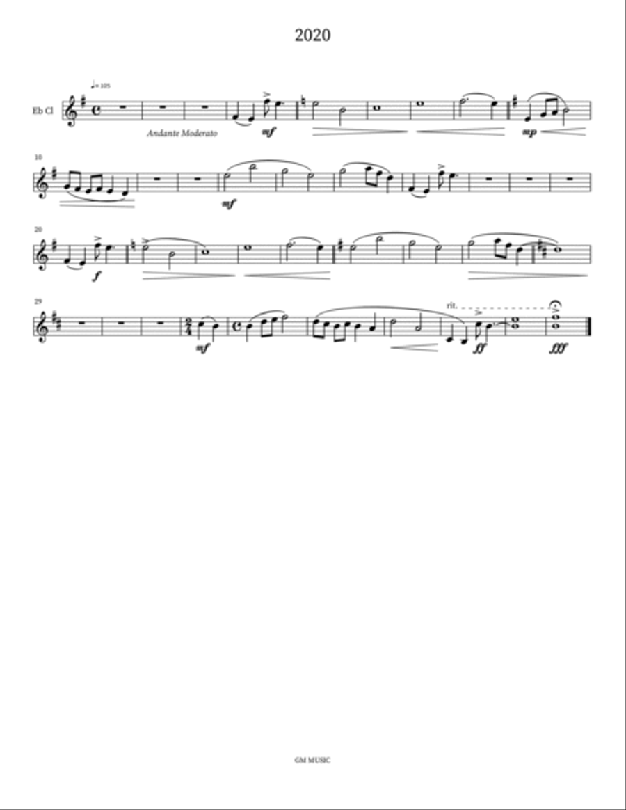 2020 (Eb Clarinet & String Orchestra) Chamber Orchestra scores gallery preview page 6