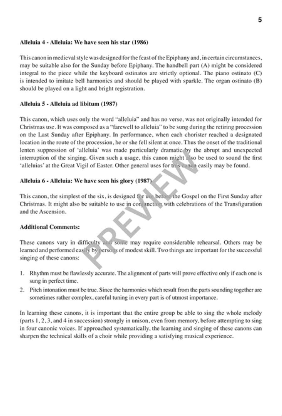 Six Alleluia Canons 4-Part scores gallery preview page 6