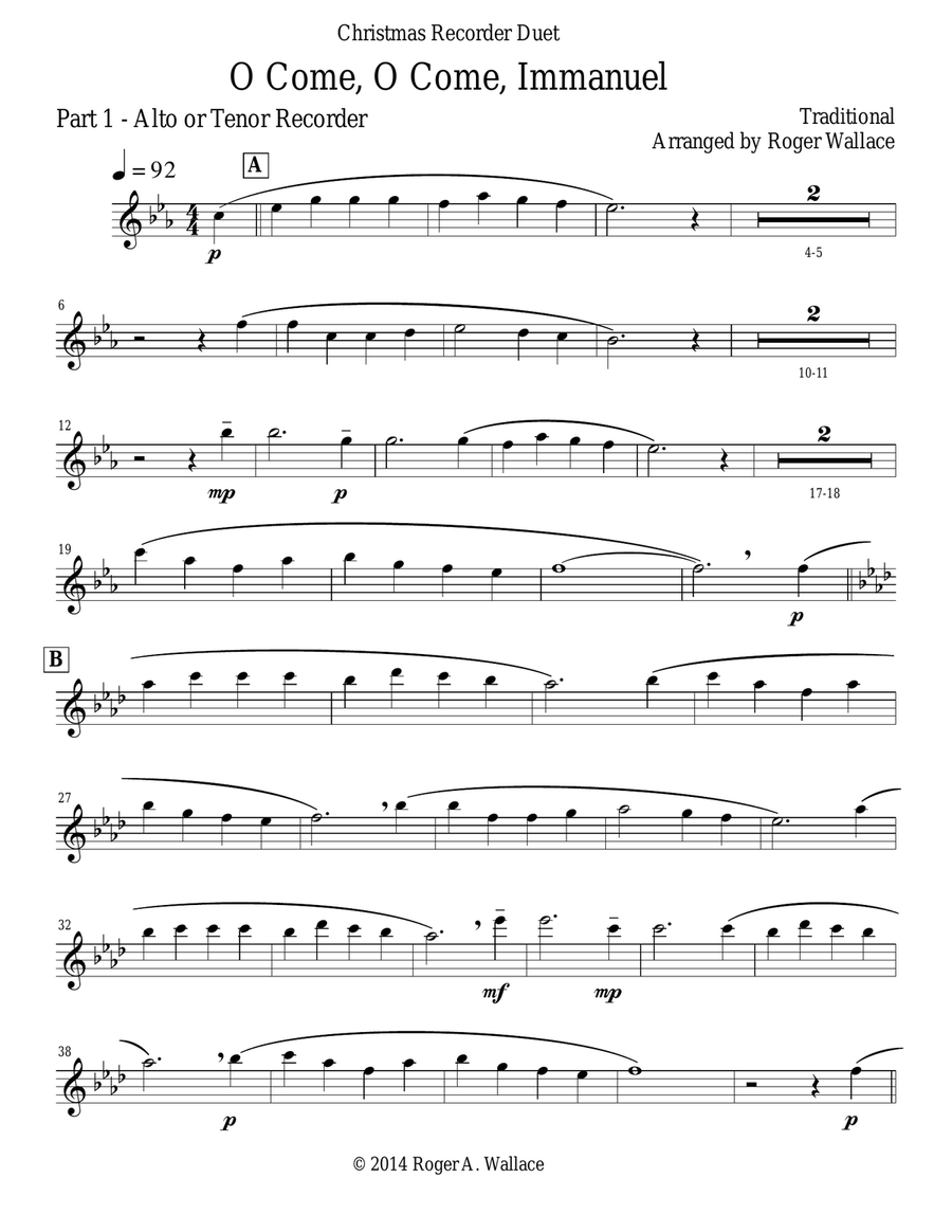 O Come, O Come, Immanuel (Emmanuel) - Recorder Duet (Cm-Fm) Woodwind Duet scores gallery preview page 4
